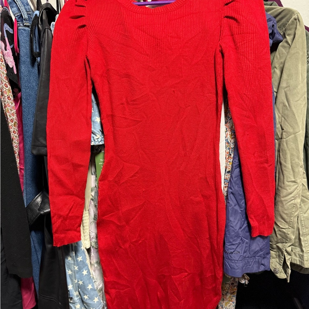 No Boundaries Vibrant Red Long Sleeve Dress